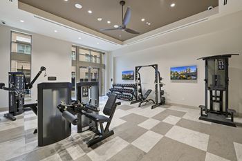 Community fitness center with free weights